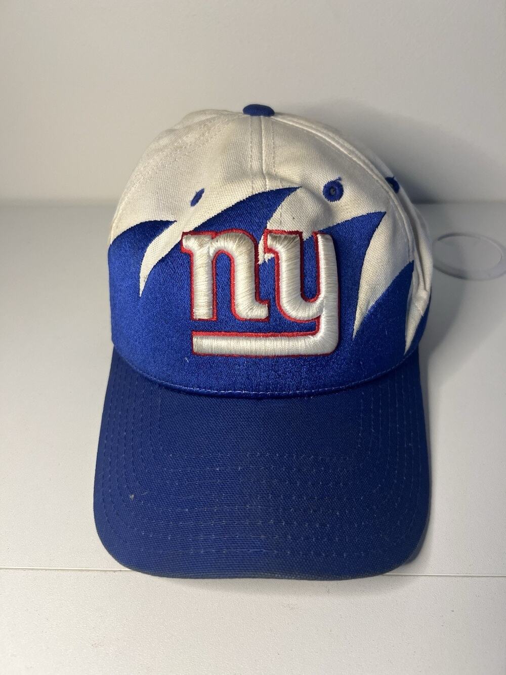 Vintage New York Giants Reebok NFL Shark Teeth Strap Hat Blue White One Size